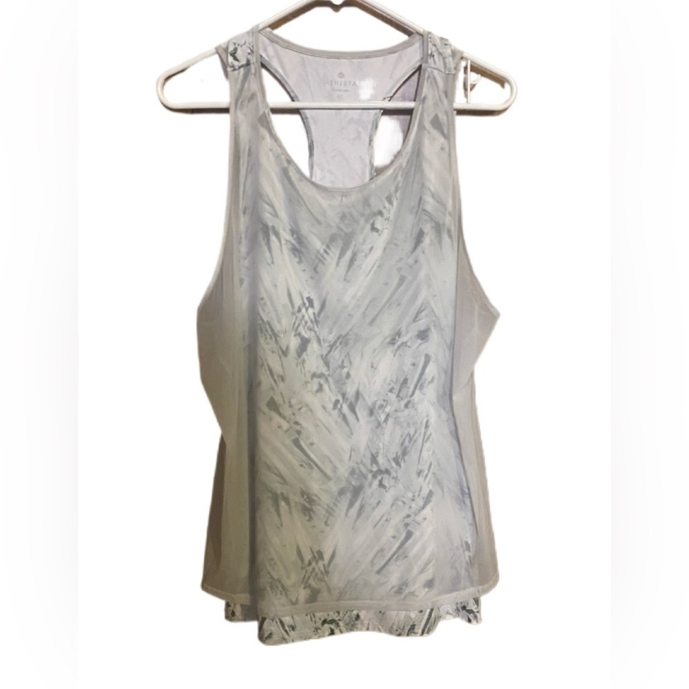 Althleta Women’s Workout Attire Sheer Overlay Layered Racer Back Tank Top Sz XL